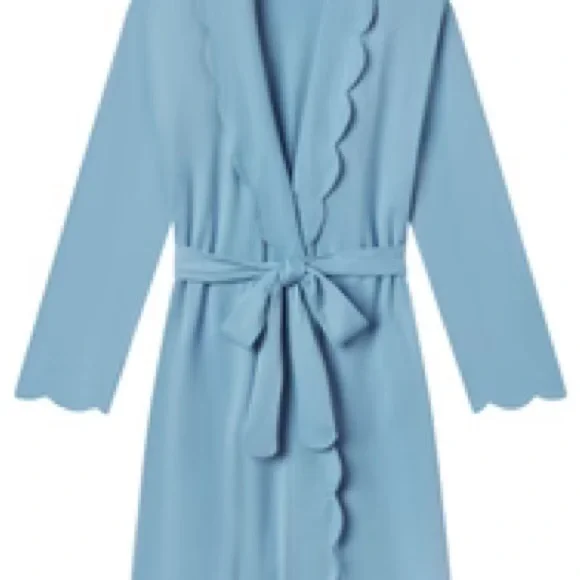 Pima Serene Blue Scalloped Matrnity Robe/ Post bump - Picture 2 of 2